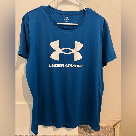 Under Armour Men's Sports Style Short Sleeve Logo Tee in Blue XL - Picture 2 of 4